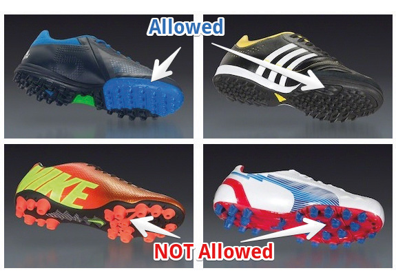 Approved shoes and unapproved cleats