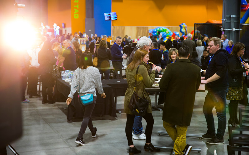 A large crowd during a Corporate Event at Arena Sports in Issaquah