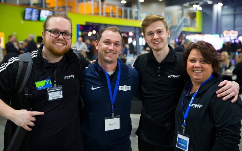 Group smiling at employment event