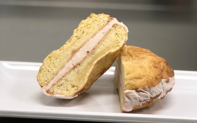 Moe's Kitchen ice cream sandwich snickerdoodle and strawberry flavors