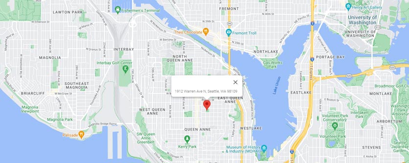 PH-QueenAnne-Map Image of aerial map showing East Queen Anne outdoor location in Seattle