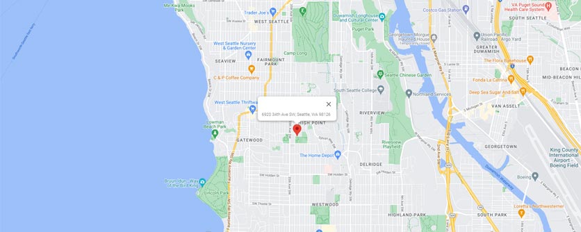 PH-WestSeattle-Map Image of aerial map showing West Seattle outdoor location