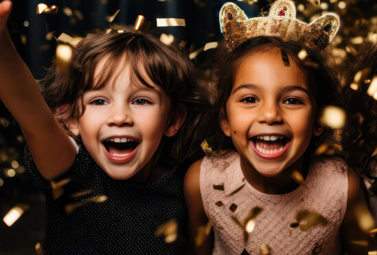 Young Kids Screaming for New Year's Celebration